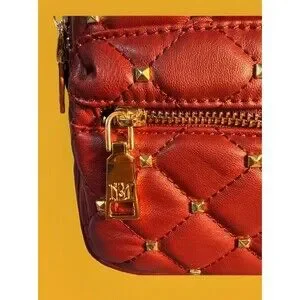 Badgley Mischka Small Studded Backpack Burgundy Gold Diamond Quilted Zipper NWT Badgley Mischka | Bags | Badgley Mischka Diamond Quilted  main image 2